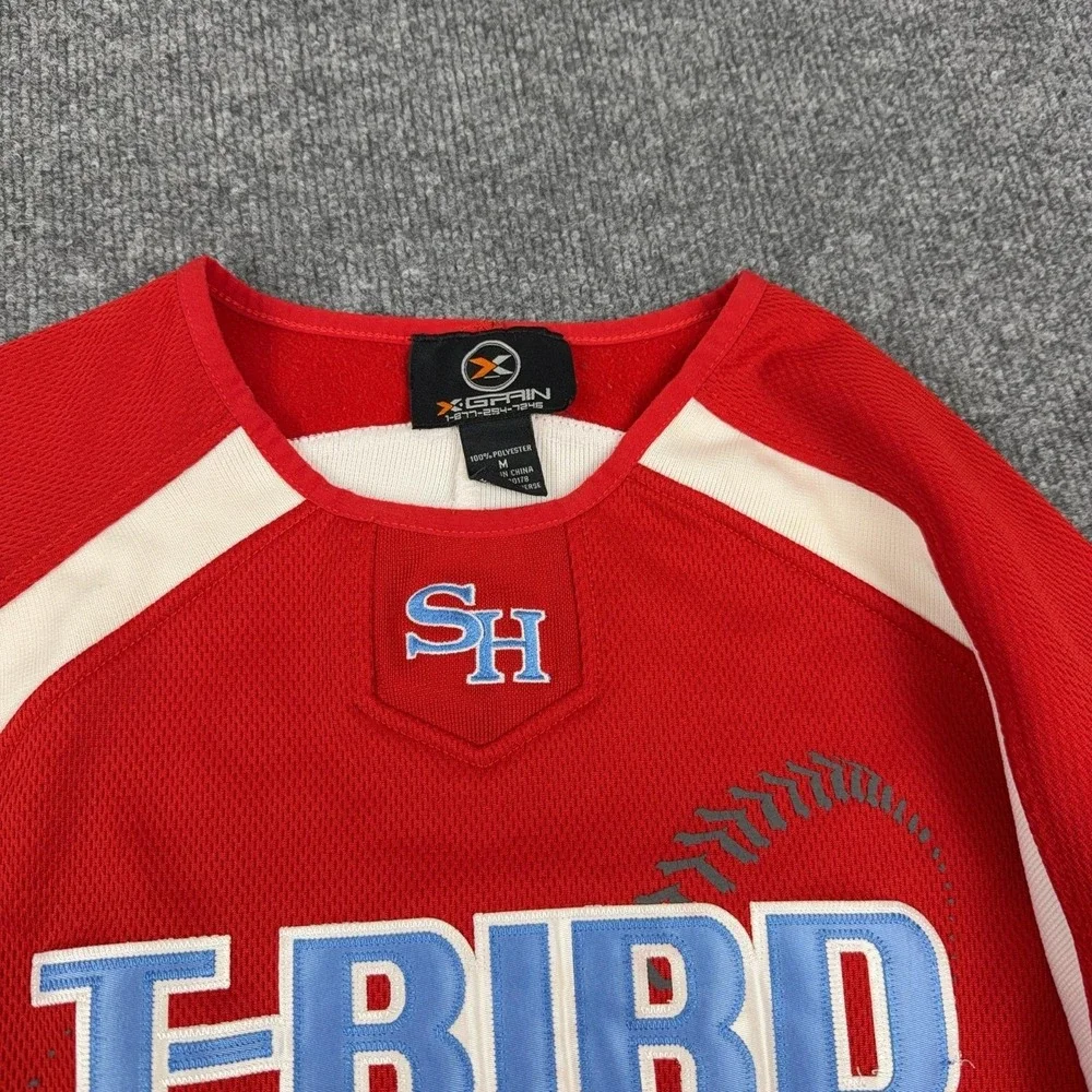 X-Grain Shirt Mens Medium Red T-Bird Softball Baseball Jersey Long Sleeve 6
